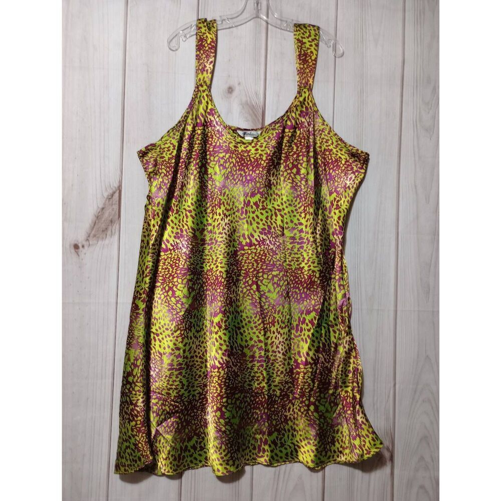 Winlar Dress Ladies 3x Slip Dress Purple Green Snake Print Sleeveless Midi Sexy
